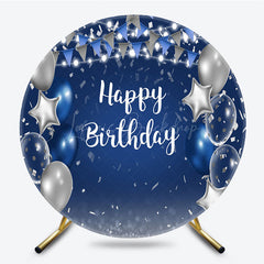 Lofaris Round Balloon And Ribbons Glitter Birthday Backdrop
