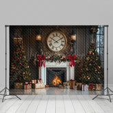 Lofaris Round Clock White Fireplace Gift Box Xmas Backdrop