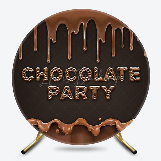 Lofaris Round Dark Brown Melted Chocolate Party Backdrop