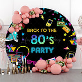 Lofaris Round Disco Colorful Back To The 80s Party Backdrop