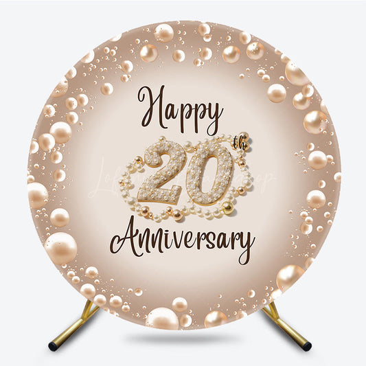 Lofaris Round Elegant Pearls Happy 20th Anniversary Backdrop