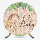 Lofaris Round Giraffe Jungle Plant Gender Reveal Backdrop