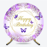 Lofaris Round Glitter Butterfly Violet Birthday Backdrop