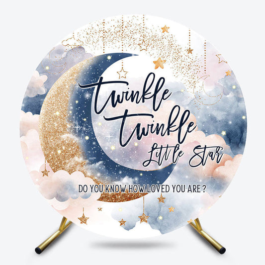 Lofaris Round Glitter Moonlight Twinkle Baby Shower Backdrop