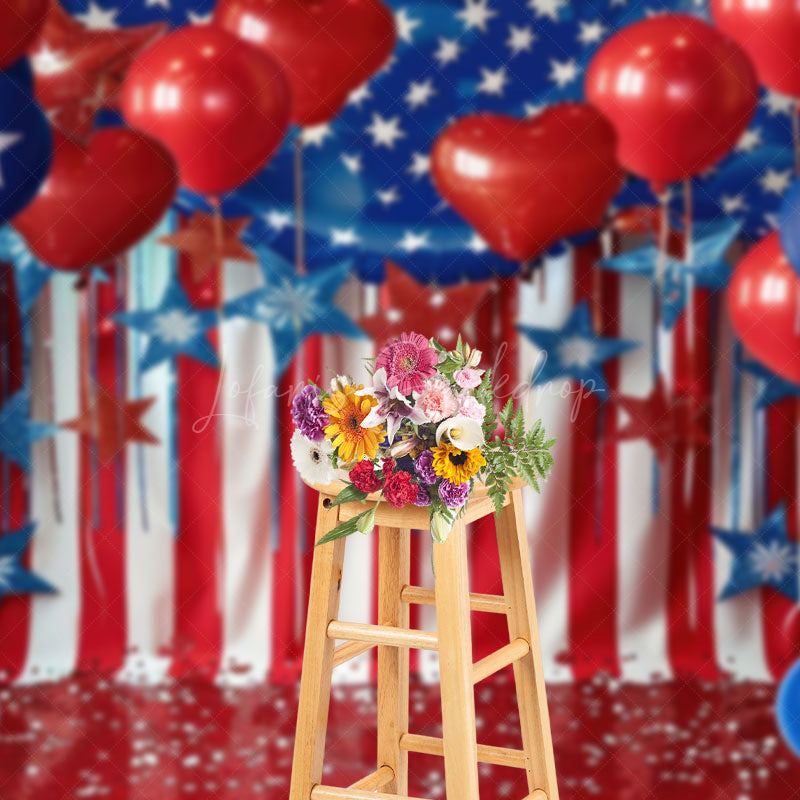 Lofaris Round Heart Shape Balloons Flags Cake Smash Backdrop