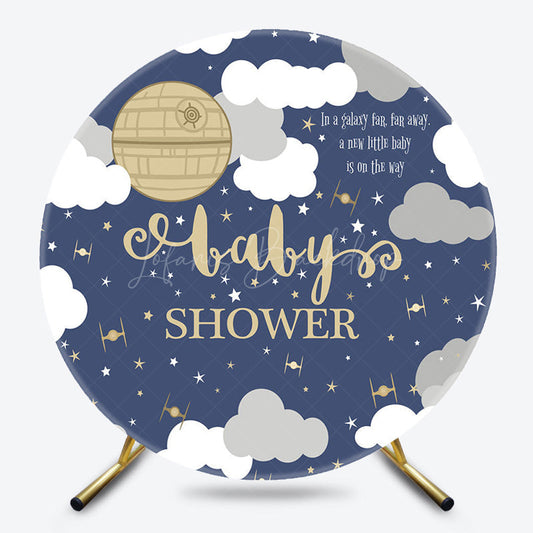 Lofaris Round Moonlight Night Clouds Baby Shower Backdrop
