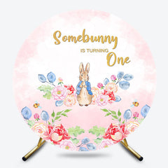 Lofaris Round Pink Floral Somebunny Is Turning One Backdrop