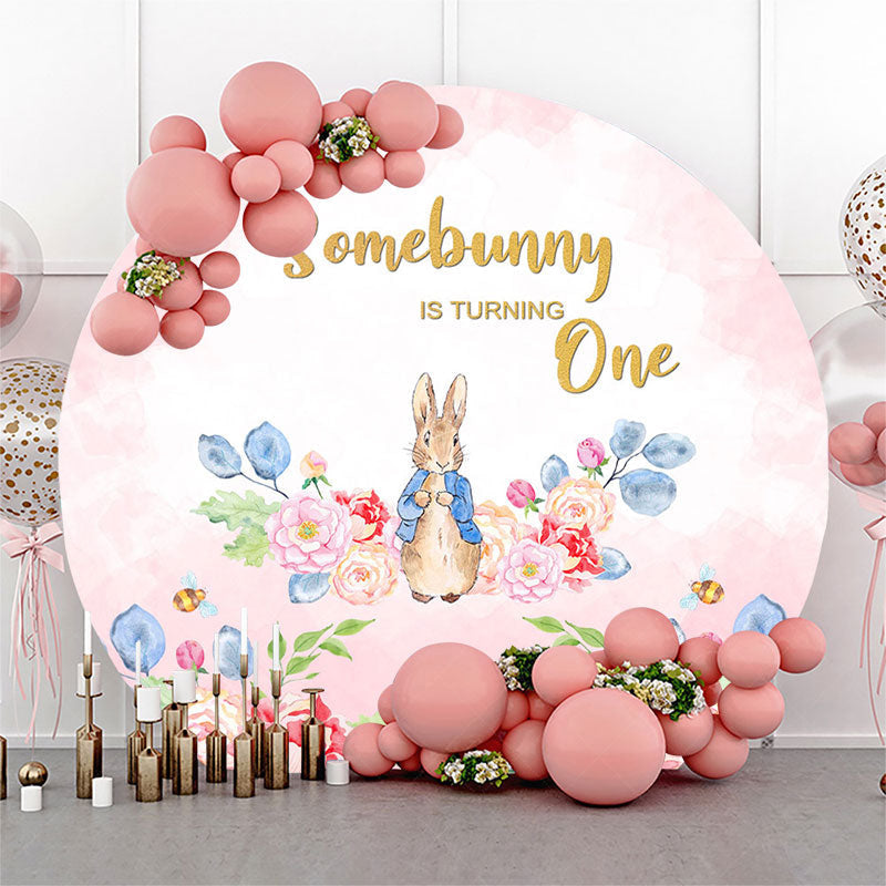 Lofaris Round Pink Floral Somebunny Is Turning One Backdrop