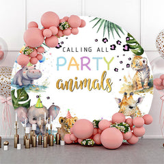 Lofaris Round Wild Animals Happy Birthday Party Backdrop