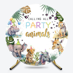 Lofaris Round Wild Animals Happy Birthday Party Backdrop