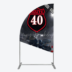 Lofaris Route 40 Biker Birthday Half Moon Arch Backdrop Motorcycle Theme for 40th Man Cave Party Photo Booth Decor