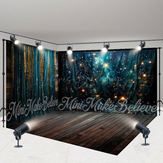 Lofaris Royal Blue Glitter Curtain Luxury Room Set Backdrop