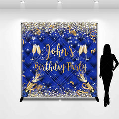 Lofaris Royal Blue Glitter Custom Name Birthday Backdrop