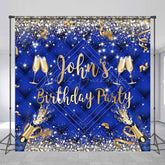Lofaris Royal Blue Glitter Custom Name Birthday Backdrop