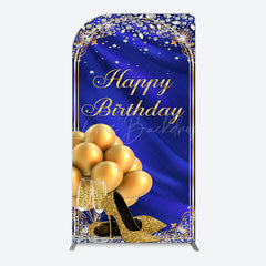 Lofaris Royal Blue Gold Balloon Happy Birthday Arch Backdrop