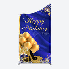 Lofaris Royal Blue Gold Balloon Happy Birthday Arch Backdrop