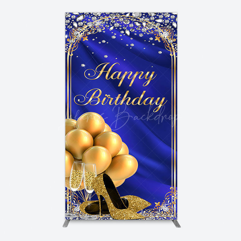 Lofaris Royal Blue Gold Balloon Happy Birthday Arch Backdrop