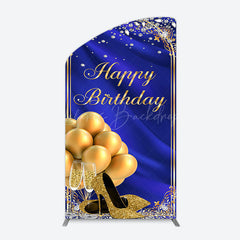 Lofaris Royal Blue Gold Balloon Happy Birthday Arch Backdrop