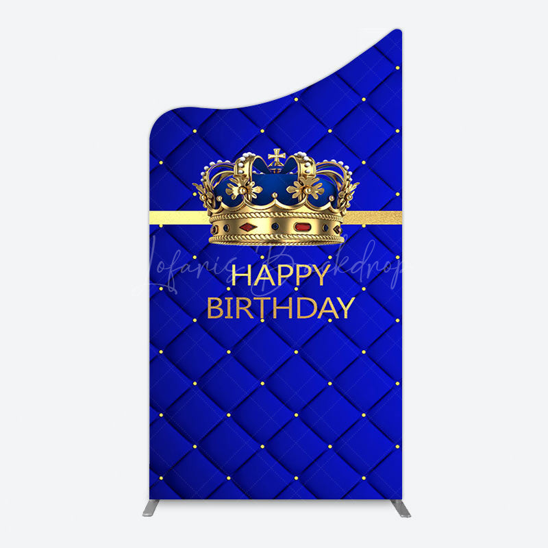 Lofaris Royal Blue Gold Crown Happy Birthday Arch Backdrop
