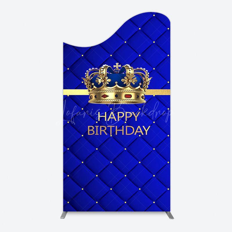 Lofaris Royal Blue Gold Crown Happy Birthday Arch Backdrop