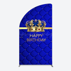 Lofaris Royal Blue Gold Crown Happy Birthday Arch Backdrop