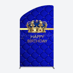 Lofaris Royal Blue Gold Crown Happy Birthday Arch Backdrop