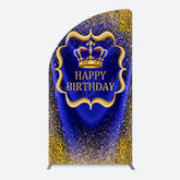 Lofaris Royal Blue Gold Glitter Crown Birthday Half Moon Arch Backdrop