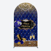 Lofaris Royal Blue Gold Glitter Rose Birthday Arch Backdrop