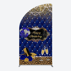 Lofaris Royal Blue Gold Glitter Rose Birthday Arch Backdrop