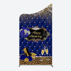 Lofaris Royal Blue Gold Glitter Rose Birthday Arch Backdrop