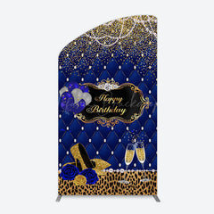 Lofaris Royal Blue Gold Glitter Rose Birthday Arch Backdrop