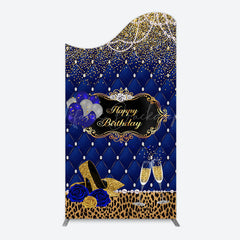 Lofaris Royal Blue Gold Glitter Rose Birthday Arch Backdrop