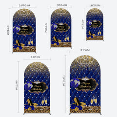 Lofaris Royal Blue Gold Glitter Rose Birthday Arch Backdrop