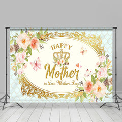 Lofaris Royal Gold Crown Floral Happy Mothers Day Backdrop
