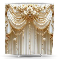 Lofaris Royal Gold Luxury Rose Curtain Classic Shower