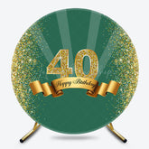 Lofaris Royal Green Gold Glitter Round 40th Birthday Backdrop