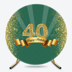 Lofaris Royal Green Gold Glitter Round 40th Birthday Backdrop