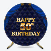 Lofaris Royal Navy Blue Round Happy 50th Birthday Backdrop