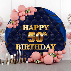 Lofaris Royal Navy Blue Round Happy 50th Birthday Backdrop