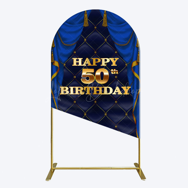 Lofaris Royal Navy Curtain Happy 50th Birthday Arch Backdrop