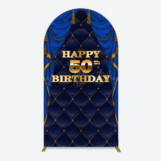 Lofaris Royal Navy Curtain Happy 50th Birthday Arch Backdrop