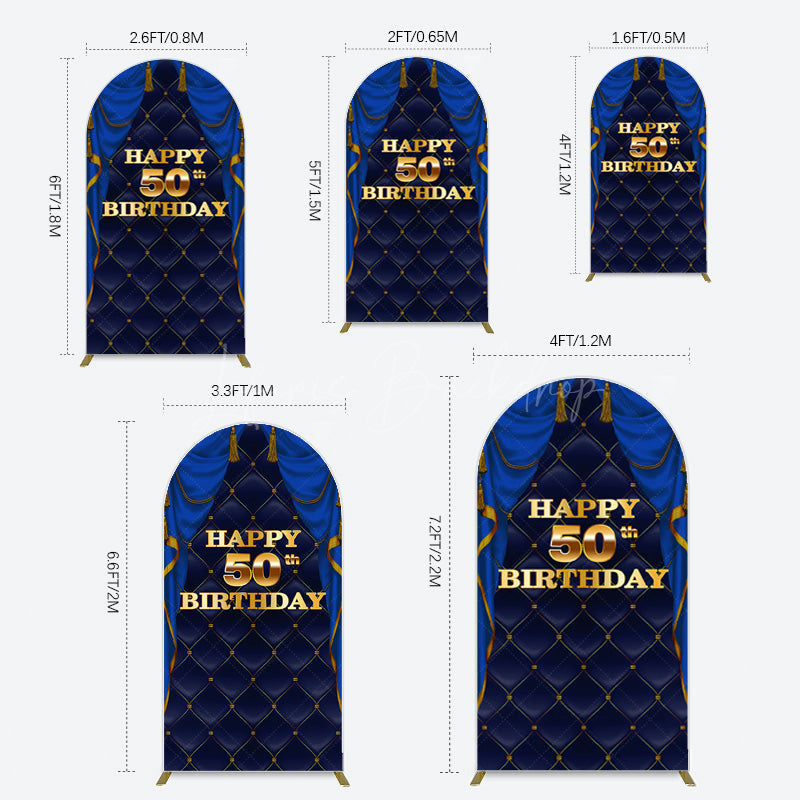 Lofaris Royal Navy Curtain Happy 50th Birthday Arch Backdrop