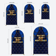 Lofaris Royal Navy Curtain Happy 50th Birthday Arch Backdrop