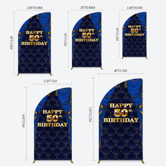Lofaris Royal Navy Curtain Happy 50th Birthday Half Moon Arch Backdrop