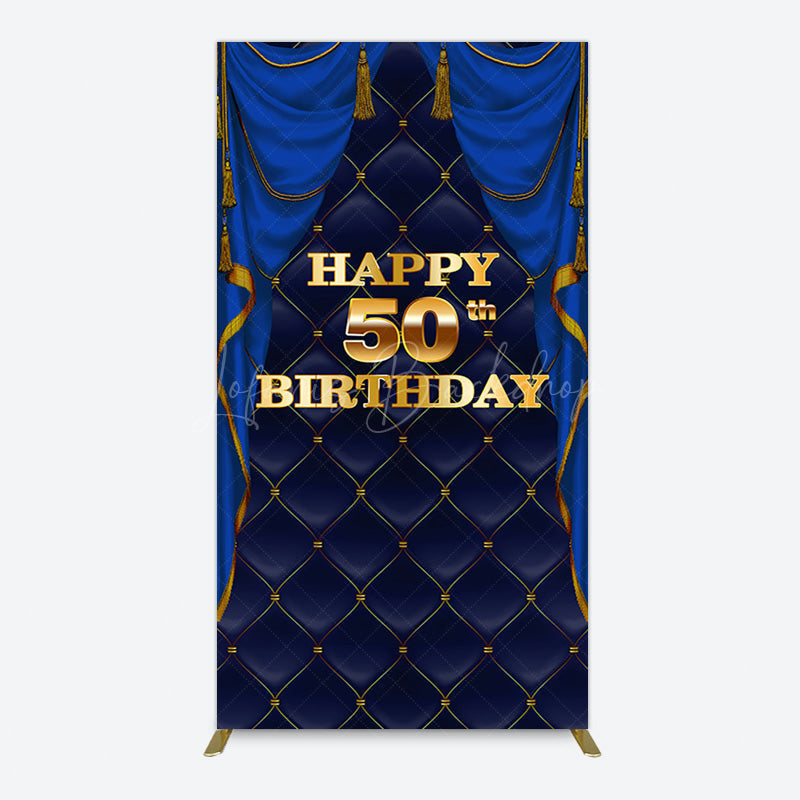 Lofaris Royal Navy Curtain Happy 50th Birthday Rectangle Backdrop