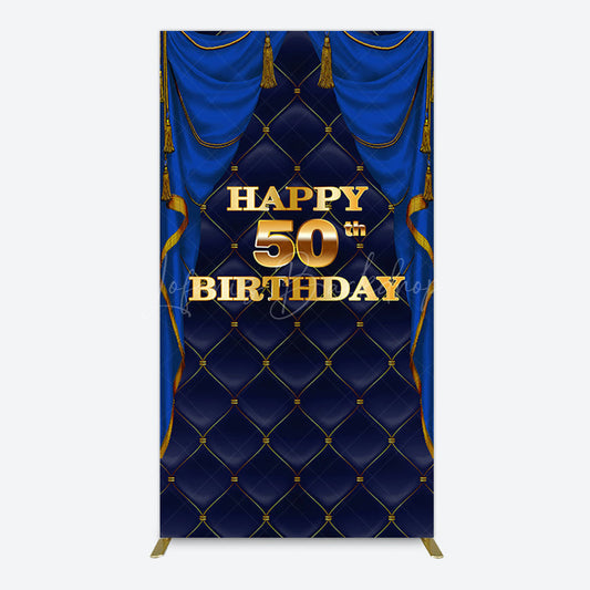 Lofaris Royal Navy Curtain Happy 50th Birthday Rectangle Backdrop