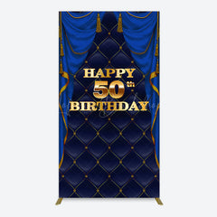 Lofaris Royal Navy Curtain Happy 50th Birthday Rectangle Backdrop