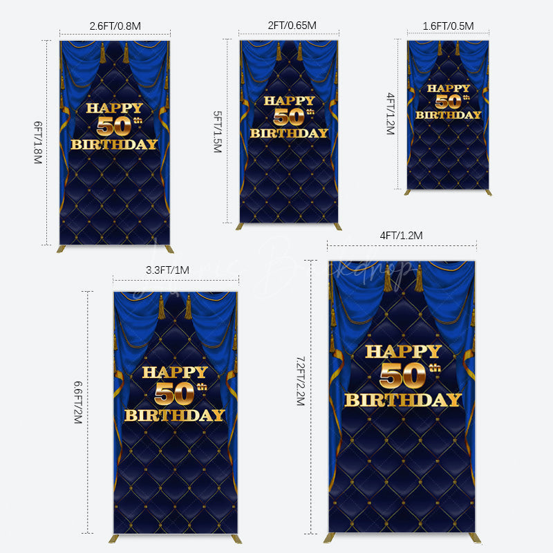 Lofaris Royal Navy Curtain Happy 50th Birthday Rectangle Backdrop