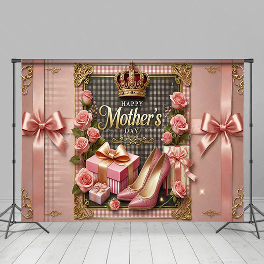 Lofaris Royal Pink Gift Bow Highheels Mothers Day Backdrop