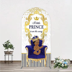 Lofaris Royal Prince Baby Shower Arch Backdrop African American Boy Blue Gold